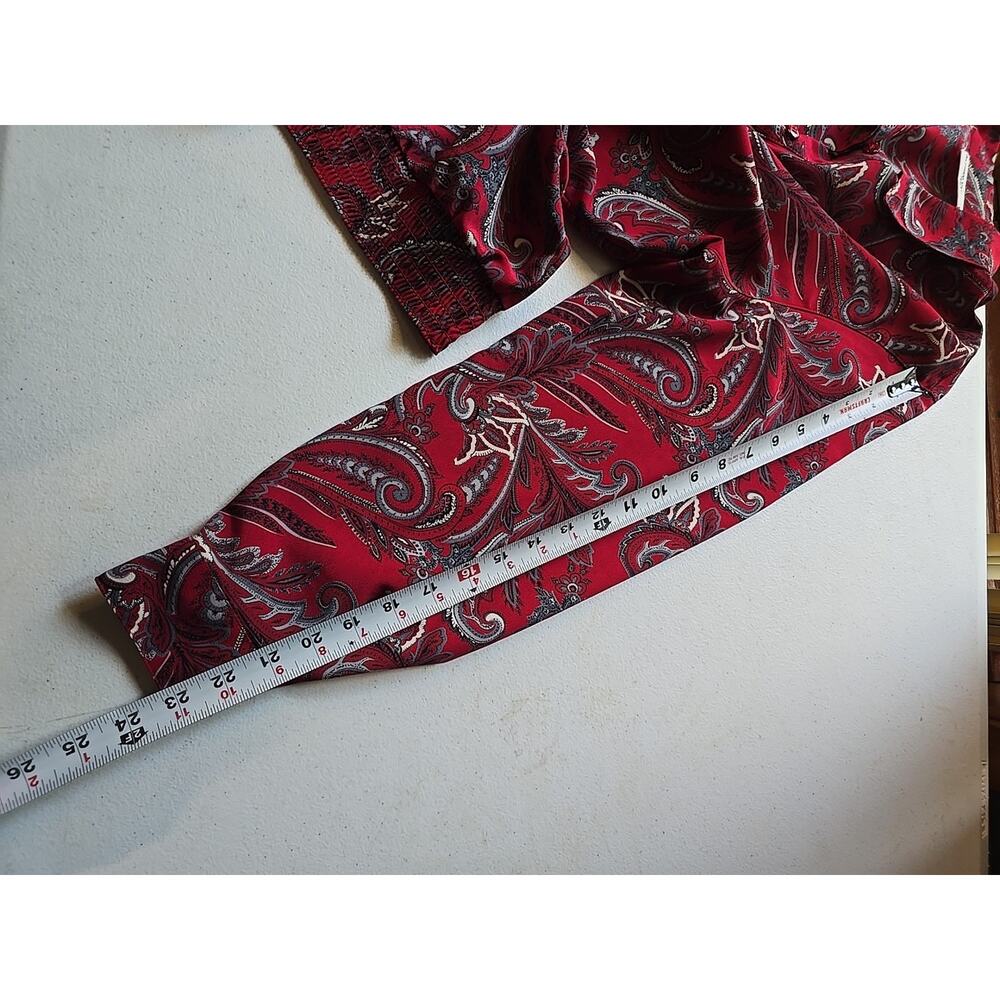 Alfred Dunner Women's Sz 16W Red Paisley Floral Long Sleeve Blouse Flowy Casual - Picture 8 of 9